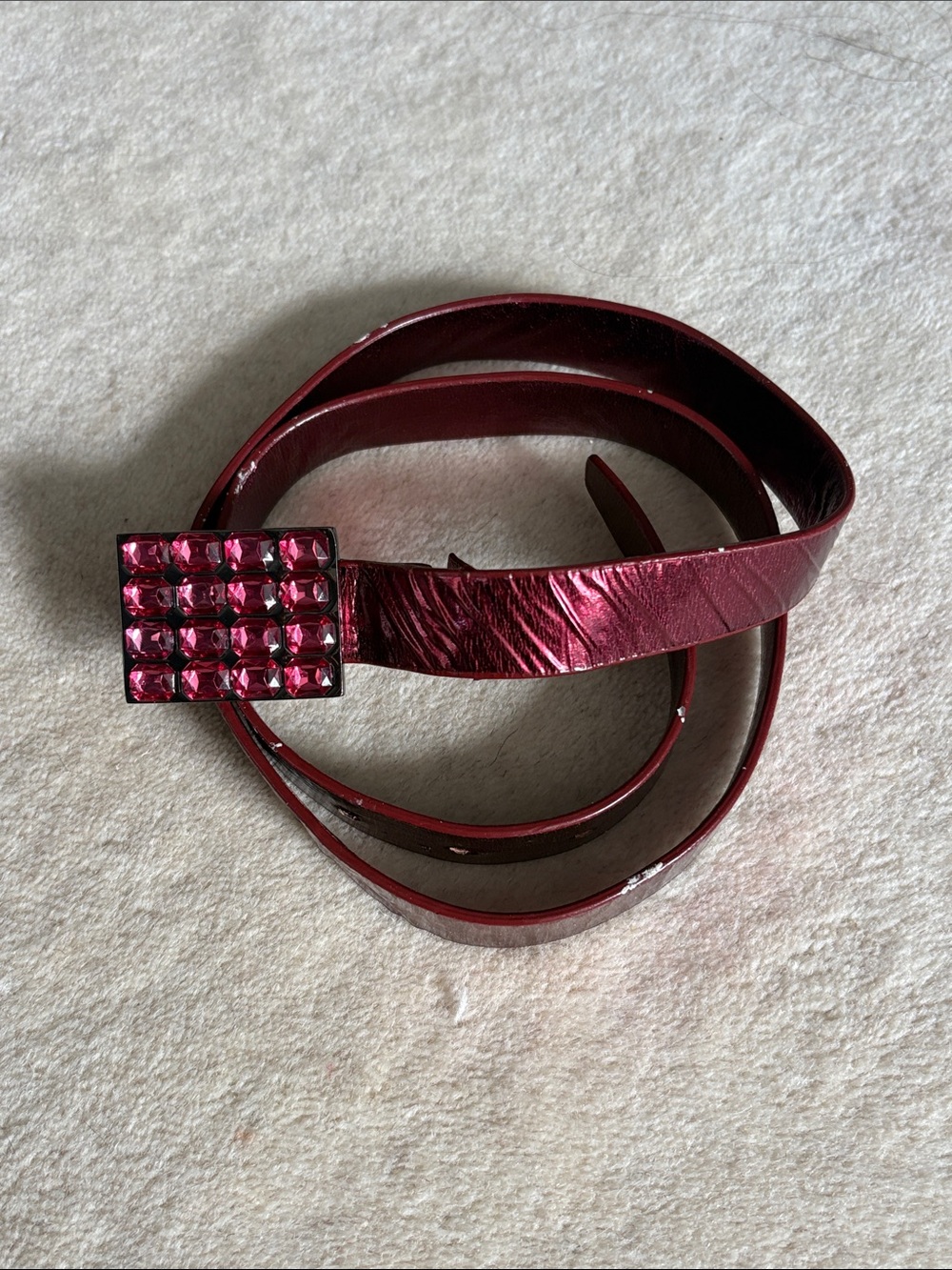 Women’s Metallic Pink Gem-Accent Belt